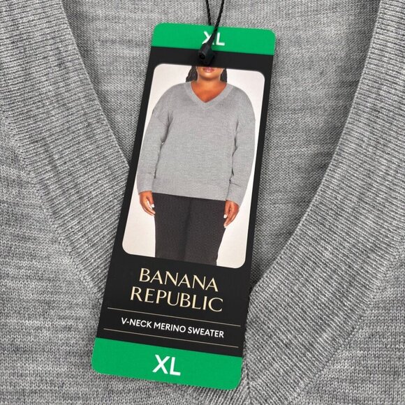 Banana Republic Merino Wool Pullover Sweater Womens Size XL Gray Heather - Picture 4 of 12